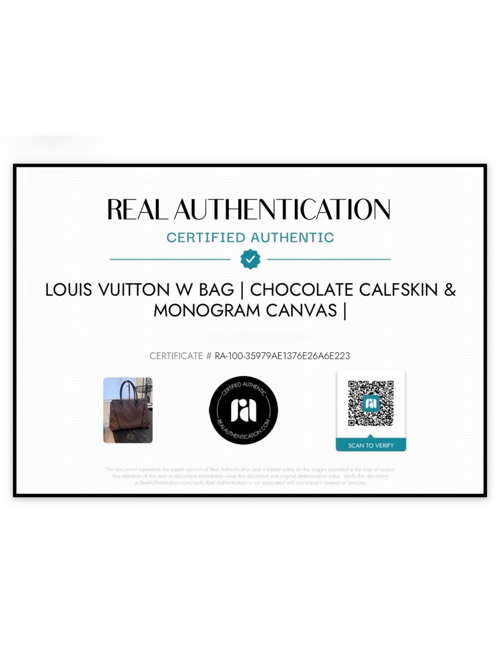 Louis Vuitton “W”  Handbag | Chocolate Calfskin & Monogram Canvas | Authentic - Picture 14 of 14